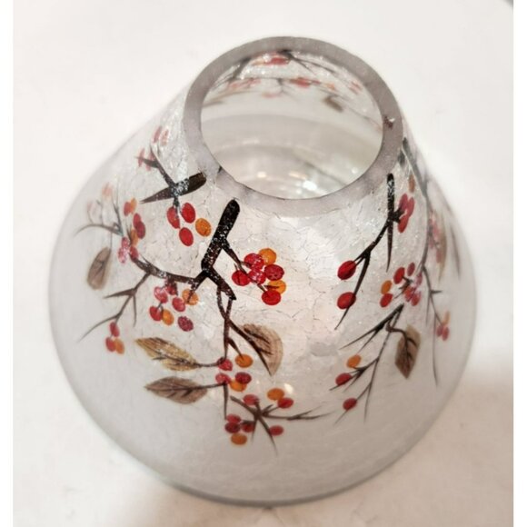 Yankee Candle Crackle Berry Jar Shade Frosted w/ Glitter Red Orange Green New - Picture 4 of 9